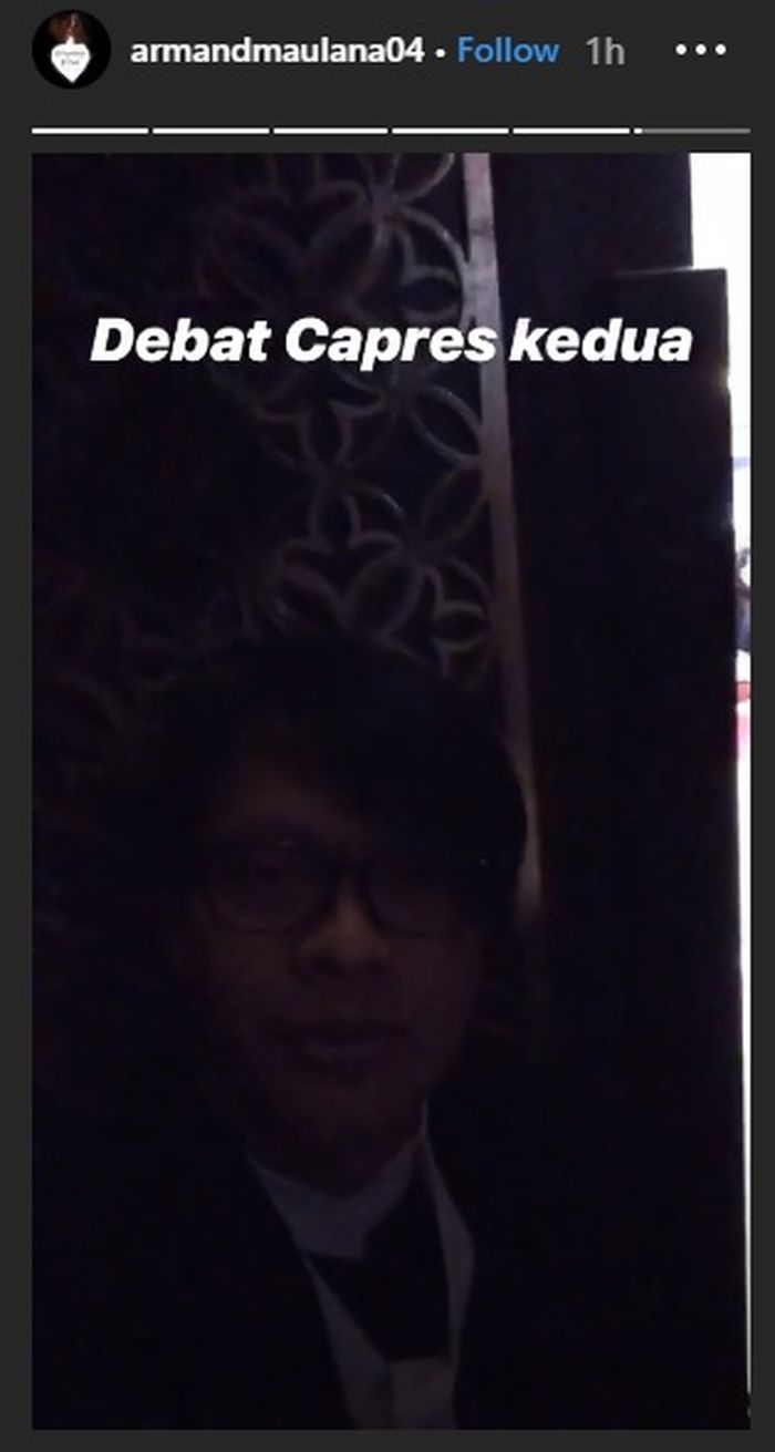 Unggahan Armand Maulana saat di backstage debat Capres kedua.
