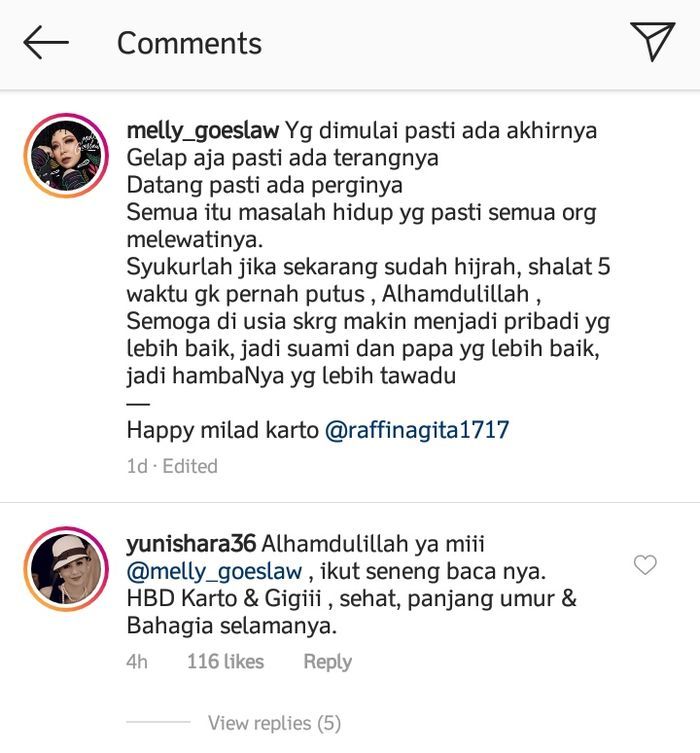 Yuni Shara ucapkan selamat ulang tahun pada Raffi Ahmad