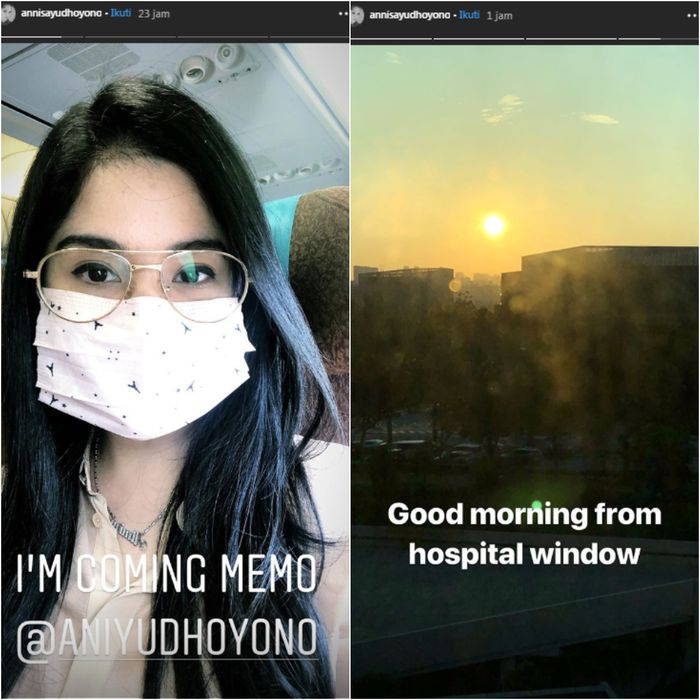 Annisa Pohan menamani sang ibu mertua di rumah sakit Singapura