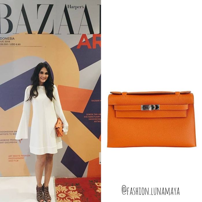 Koleksi Tas Mewah Warna Oranye Milik Luna Maya Mantan Reino Barack - HERMES Kelly Pochette