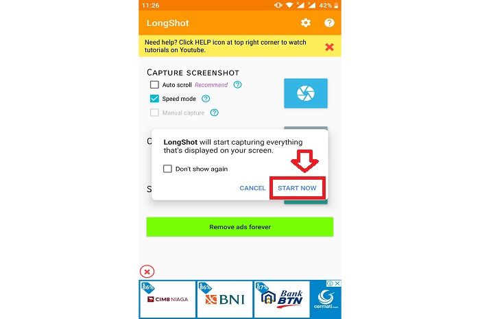 Tampilan aplikasi LongShot untuk screenshot atau capture chat WhatsApp panjang
