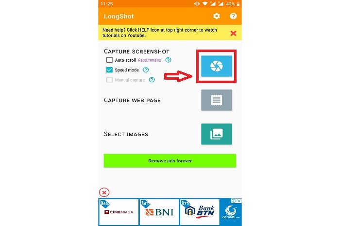 Tampilan aplikasi LongShot untuk screenshot atau capture chat WhatsApp panjang