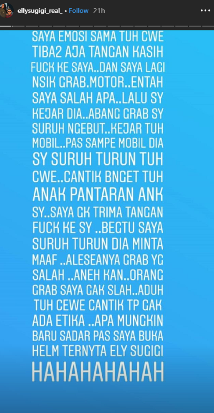 Curhatan Elly Sugigi saat dilecehkan ketika naik ojek online.