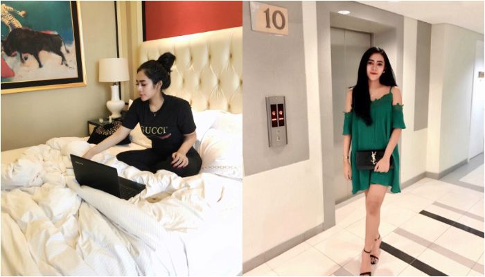 Kaos dan tas branded milik Vernita Syabilla