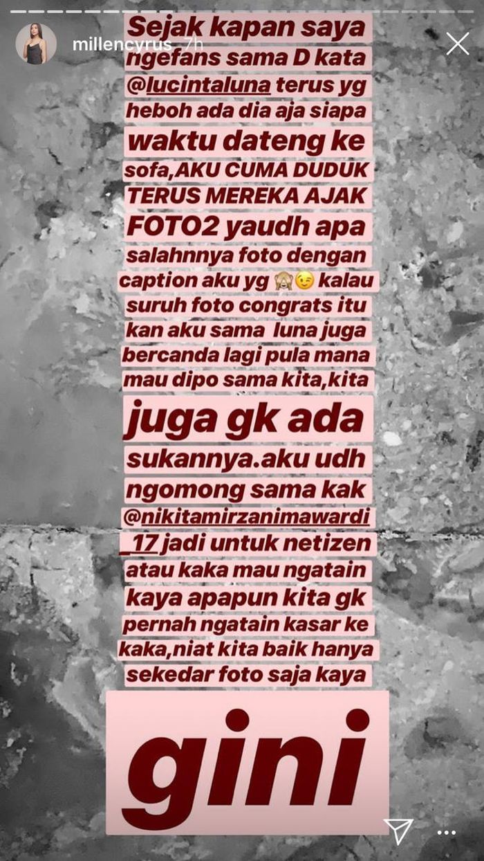 Klarifikasi Millen Cyrus soal fotonya dengan Dipo Latief.