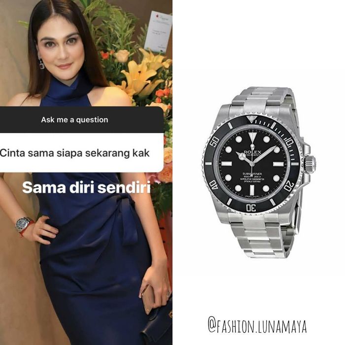 Luna Maya memakai jam tangan mewah
