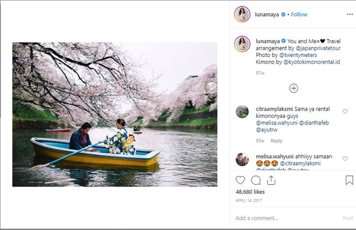 Reino Barack dan Luna Maya saat berlibur di Jepang