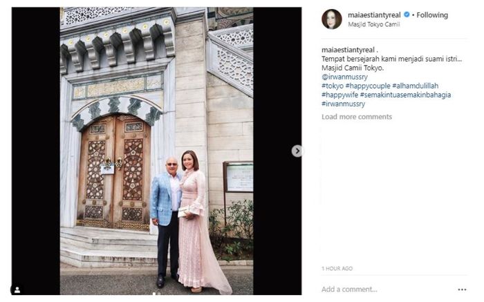 Maia Estianty saat datang ke pernikahan Syahrini dan Reino Barack