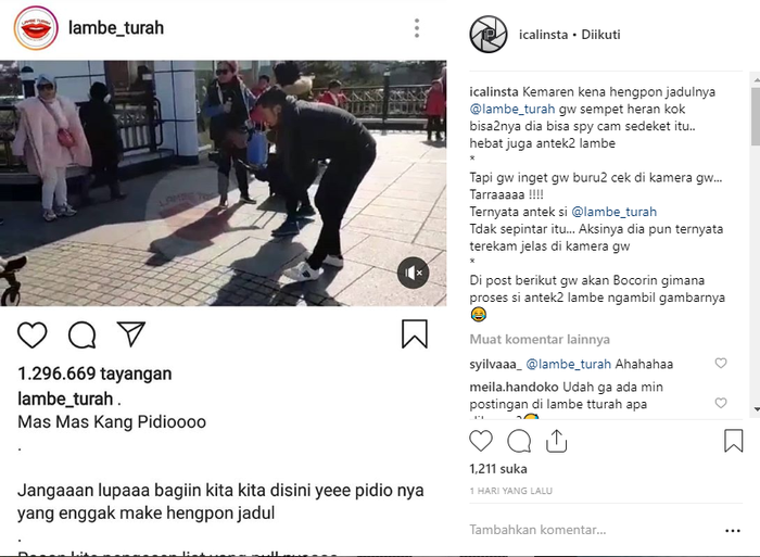 Lambe Turah Posting Ical Ambil Video