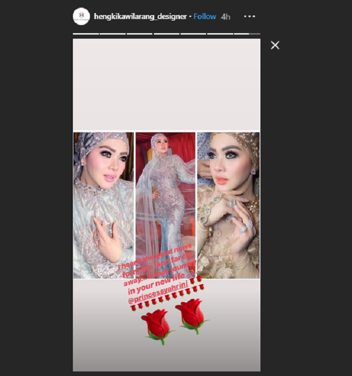 Unggah Foto Syahrini dalam Balutan Gaun Putih Keemasan Usai Menikah