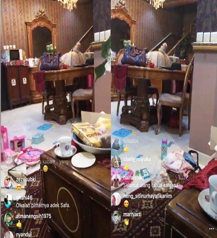 Kondisi ruang makan <a href='https://pontianak.tribunnews.com/tag/mulan-jameela' title='Mulan Jameela'>Mulan Jameela</a> yang berantakan
