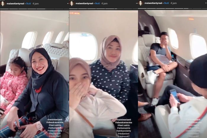 Maia bersama kakak dan keponakan terbang ke Surabaya naik Jet Pribadi
