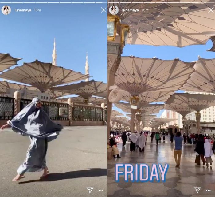 Luna Maya terlihat sedang menjalankan ibadah Umrah setelah Syahrini dan Reino Barack menikah