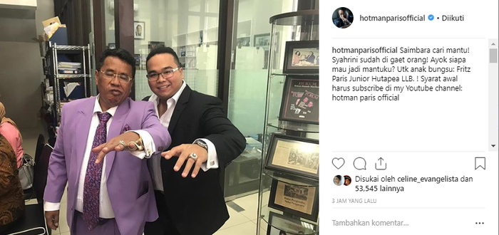 Hotman Paris cari mantu