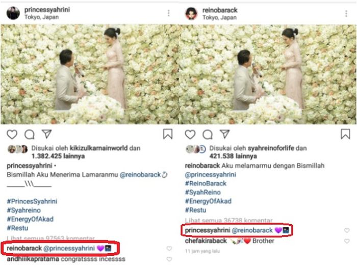 Syahrini dan Reino Barack saling berbalas komentar
