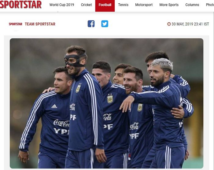 Lionel Messi saat kembali bergabung latihan dengan para pemain timnas Argentina di Ezeiza, Buenos Aires, Kamis (30/5/2019).