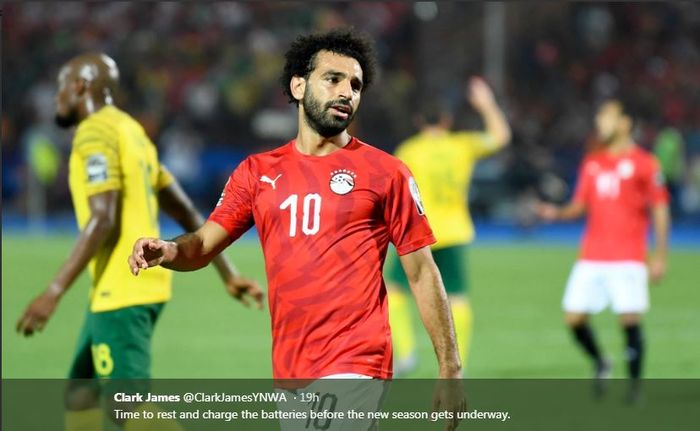 Mohamed Salah saat membela timnas Mesir di Piala Afrika 2019.