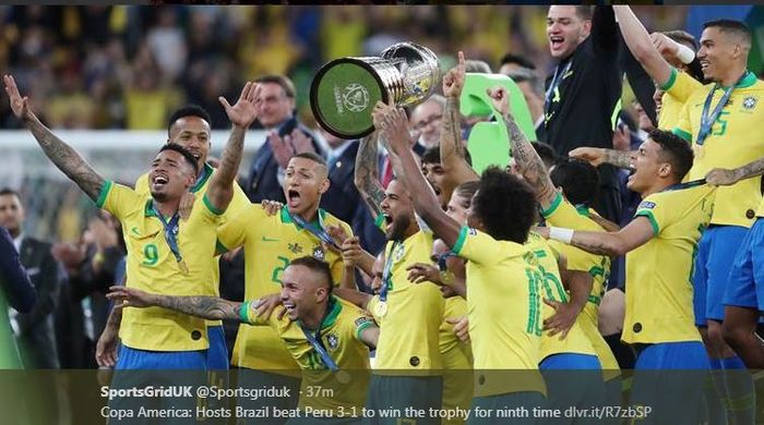 Brasil juara Copa America 2019 usai mengalahkan Peru di final.