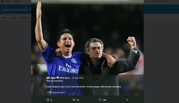 Frank Lampard, saat masih berseragam Chelsea, dan sang pelatih, Jose Mourinho.