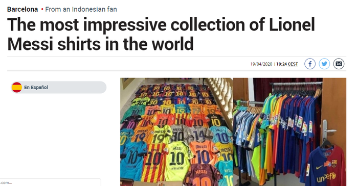 Pemberitaan media Spanyol, Marca soal pria Indonesia yang 11 tahun lamanya koleksi jersey Lionel Messi