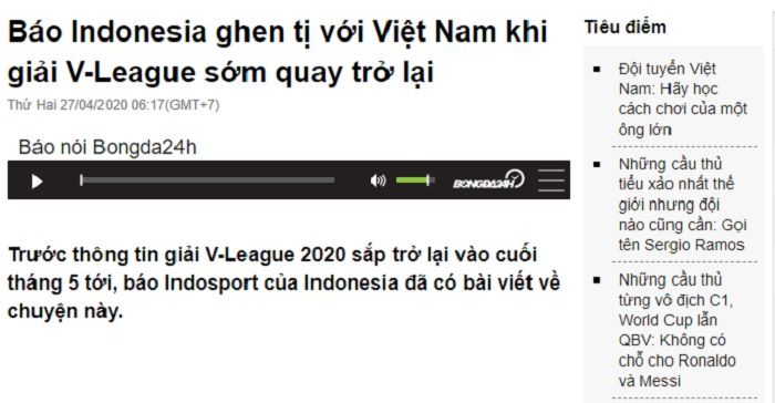 Pemberitaan media Vietnam soal penggemar Indonesia terkejut V-League kembali bergulir.