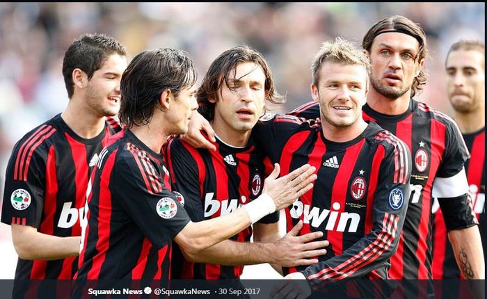 David Beckham (dua dari kanan) bersama bintang-bintang AC Milan.