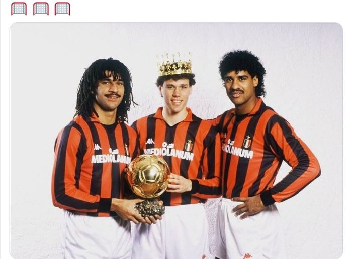 (Dari kiri-kanan) Ruud Gullit, Marco van Basten, dan Frank Rijkaard saat masih membela AC Milan.