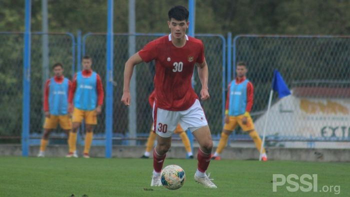 Elkan Baggott saat Timnas U-19 Indonesia menang dengan skor meyakinkan 4-1 atas Makedonia Utara dalam laga uji coba di Stadion NK Njunak Sinj, Split, Minggu (11/10/2020).