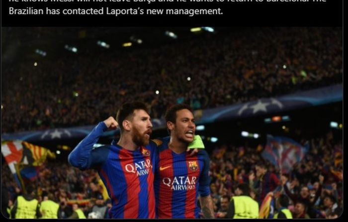 Lionel Messi dan Neymar Junior.