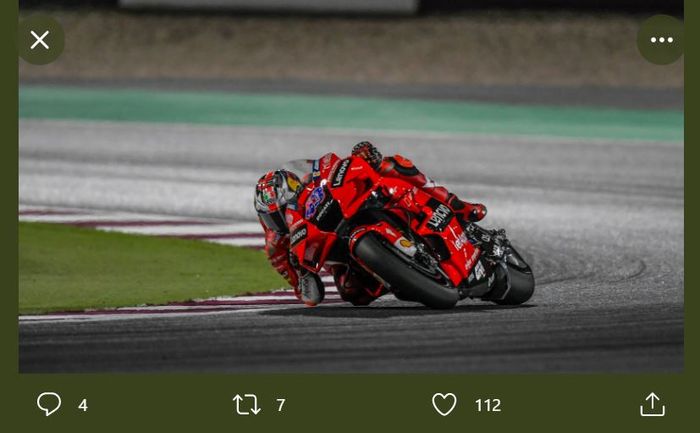 Pembalap Ducati Lenovo, Jack Miller, saat beraksi di Sirkuit Losail, Qatar, Minggu (4/4/2021) pada ajang MotoGP Doha 2021.