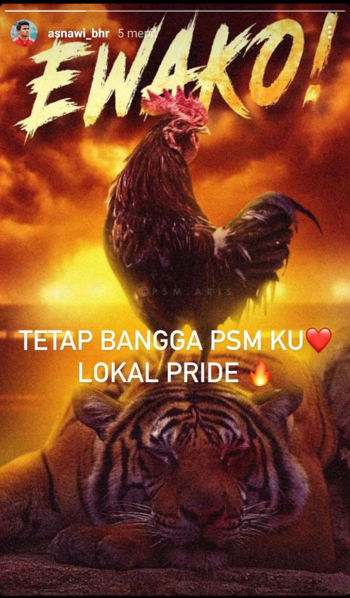 Unggahan Instagram Asnawi Mangkualam seusai laga leg kedua Piala Menpora 2021 antara Persija versus PSM Makassar, 18 April 2021