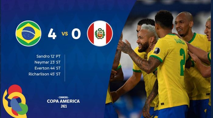 Timnas Brasil membantai Peru 4-0 pada matchday 2 Copa America di Rio de Janeiro, 17 Juni 2021.