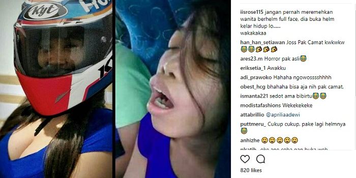 Horor! Meme Kocak Cewek Seksi Pakai Helm, Pas Dibuka Malah Bikin Ngakak - MotorPlus-Online.com