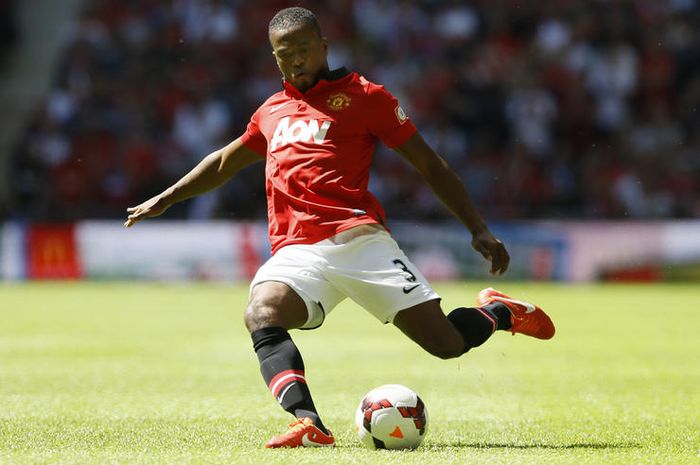 Manchester United's Patrice Evra controls the ball during their English FA Community Shield soccer m