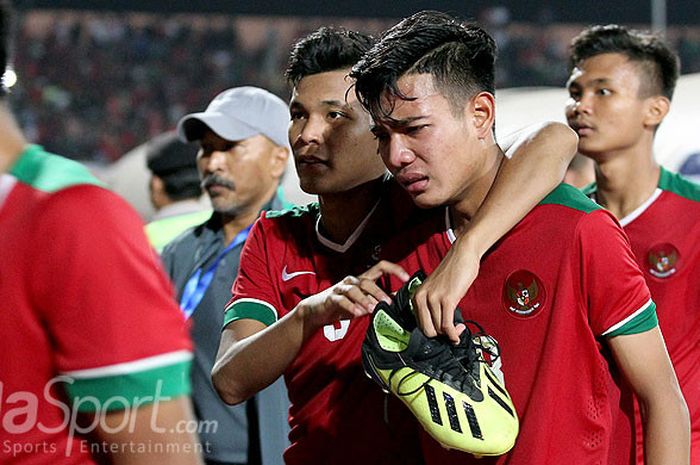 Brylian Aldamas, gelandang Timnas U16 yang menangis saat berhasil masuk final Piala AFF U-16