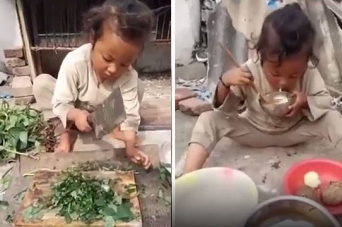 Salut dan Kagum! Gadis 7 Tahun Ini Hidup Sendiri di Gunung Sampai Bisa Masak dan Urus Ternak
