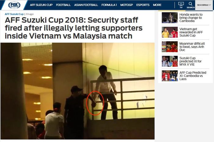 Staf kemanan Piala AFF 2018 dipecat setelah terlibat skandal penyelundupan penonton ilegal dalam laga Vietnam Vs Malaysia.