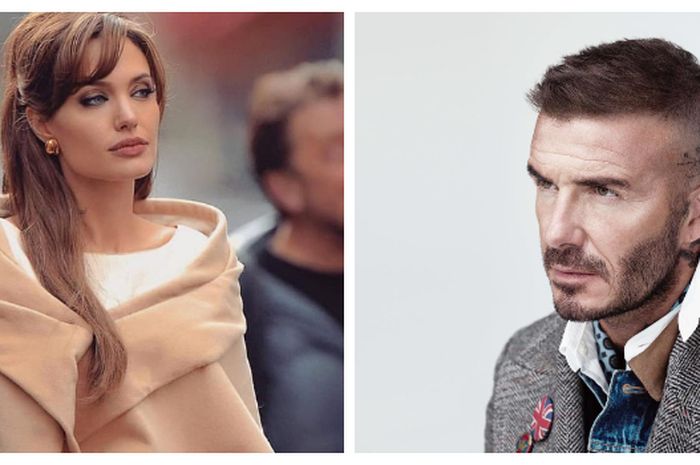 kolase foto Angelina Jolie (kiri) dan David Beckham