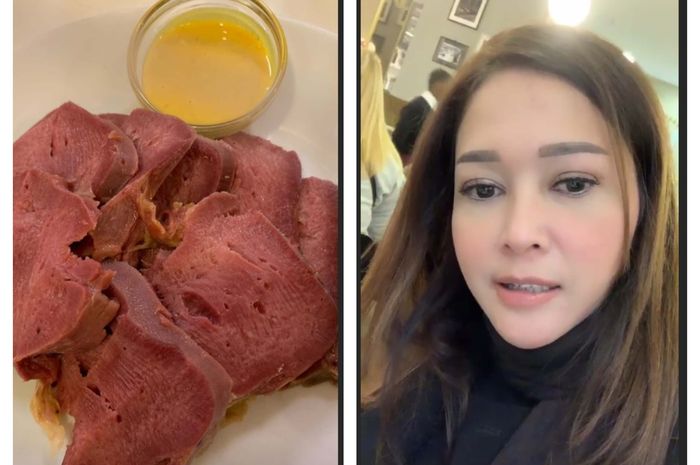 Maia makan lidah sapi di London