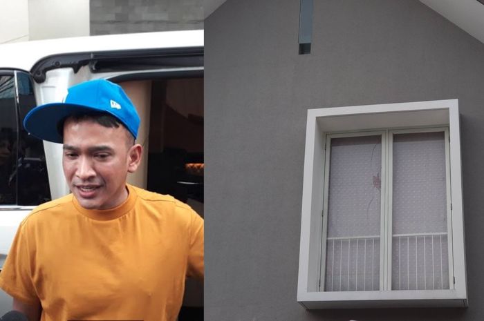 Kondisi rumah Ruben Onsu pasca dilempari batu oleh orang tak dikenal.