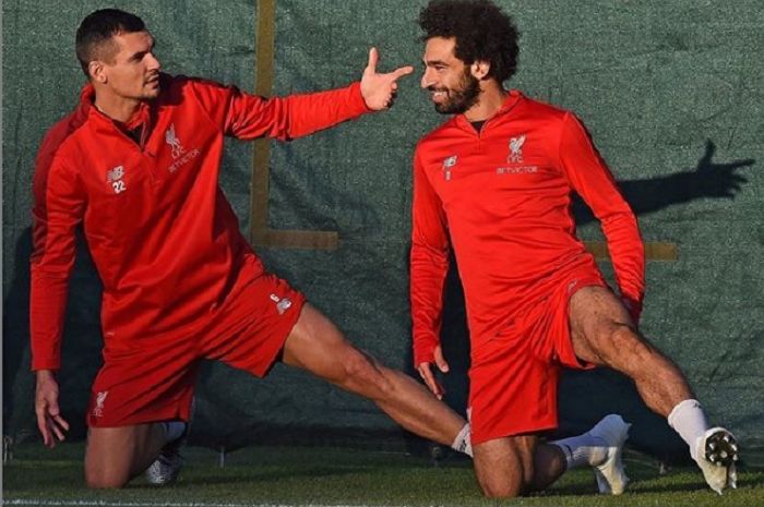 Duo pemain Liverpool, Dejan Liverpool (kiri) dan Mohamed Salah (kanan).