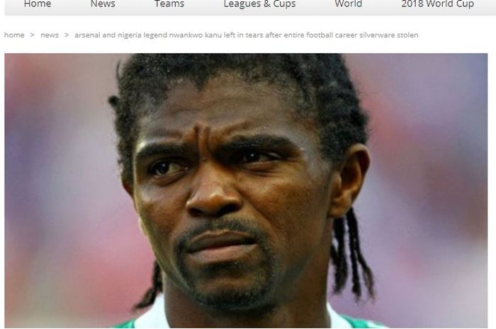 Legenda Arsenal, Nwankwo Kanu, mengalami hari paling menyedihkan dalam hidupnya setelah semua medali yang ia dapatkan selama 20 tahun hilang.