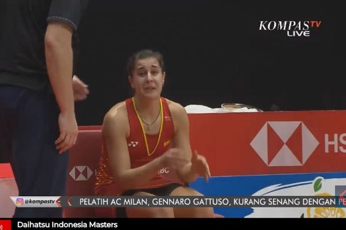 Pebulu tangkis putri asal Spanyol, Carolina Marin gagal melanjutkan pertandingan final Indonesia Mas