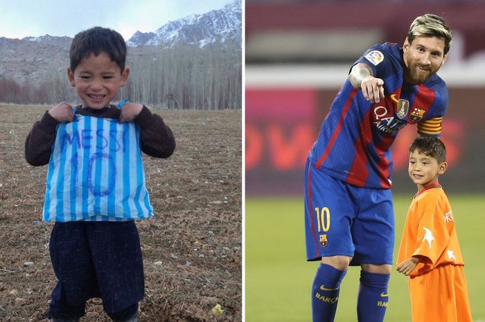 Murtaza Ahmadi, fans cilik Messi yang viral karena pakai jersi kantong plastik kini menjadi incaran Taliban.