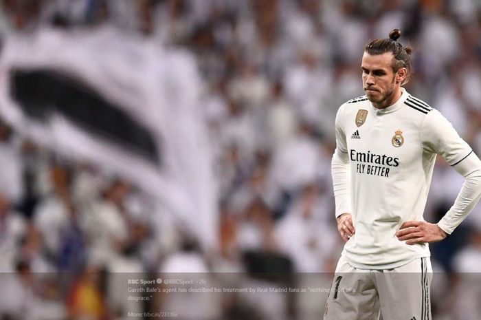 Ekspresi lesu winger Real Madrid, Gareth Bale.