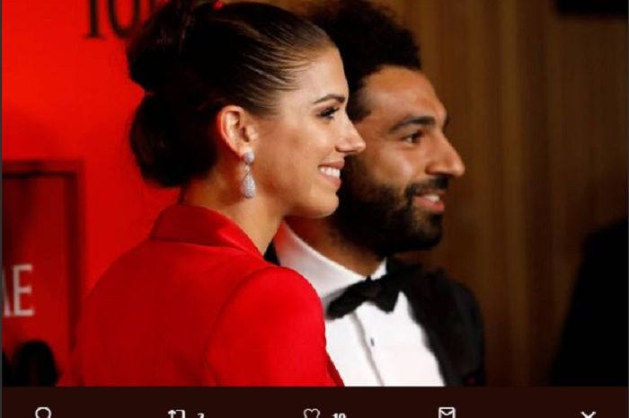 Mohamed Salah saat bersama pesepak bola perempuan asal Amerika Serikat, Alex Morgan di  Time 100 Gala yang digelar di New York City.