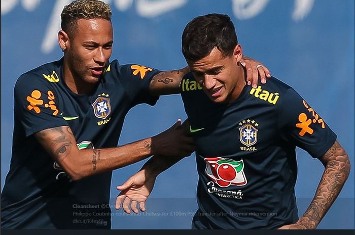 Neymar (kiri) dan Philippe Coutinho.