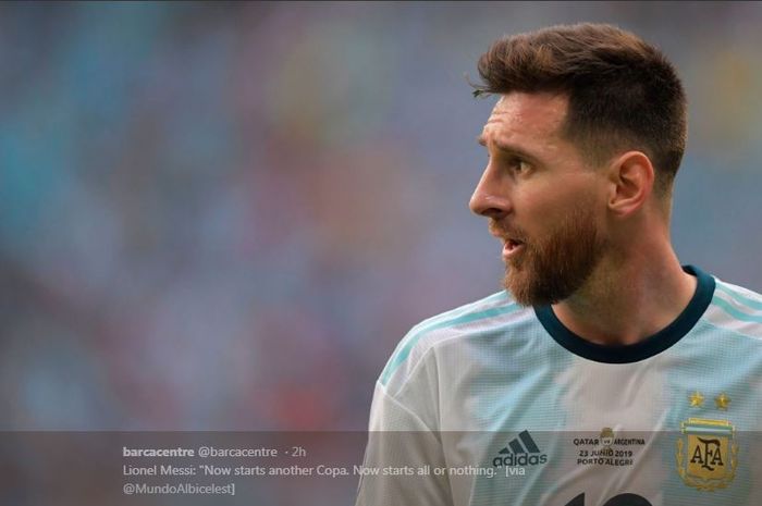 Lionel Messi saat membela timnas Argentina.