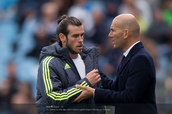 Gareth Bale (kiri) dan Zinedine Zidane.