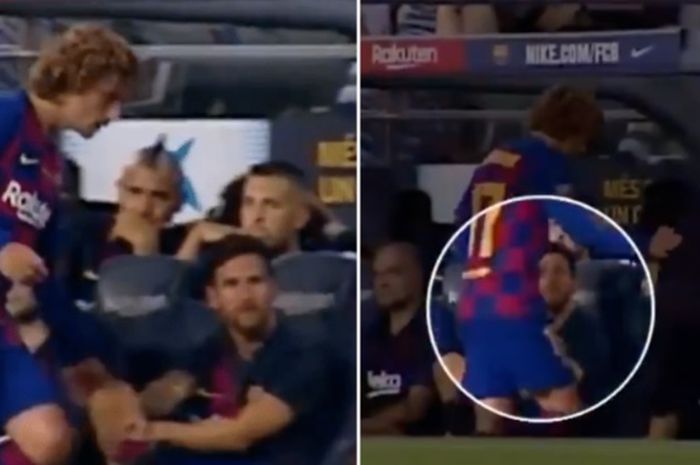 Messi menolak Griezmann untuk berjabat tangan